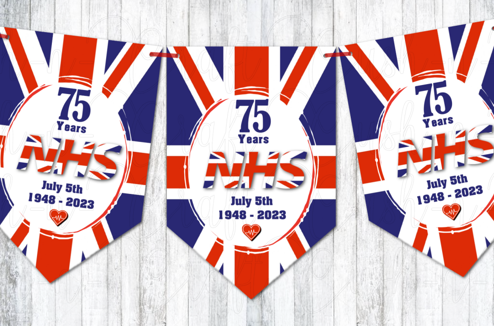 NHS Bunting Union Jack 75 Years Anniversary Celebration July 5th, 1948 - 2023