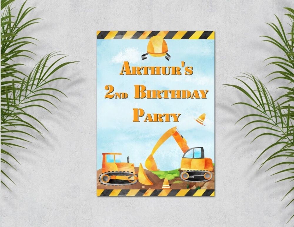 Personalised Construction Building Site Birthday Party Sign