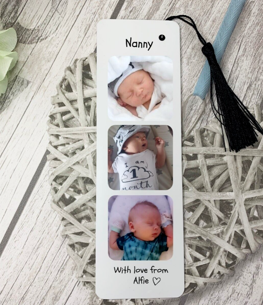 Personalised Photo Bookmark with Tassel Gift Idea- Add your own 3 Photos & 