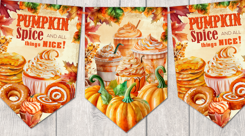 Halloween Bunting 'Pumpkin Spice & All Things Nice' Autumn Sweets Treats & Cakes