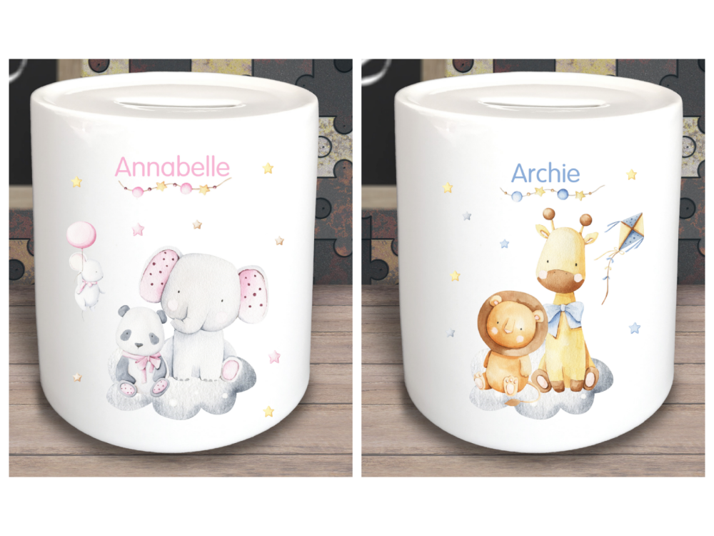 Personalised Ceramic Savings Jar, Children's or Baby's First Money Box  Gift Idea