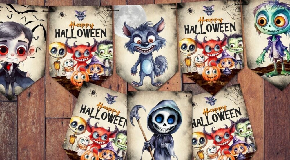 Halloween Bunting Party Decoration Monsters & Vampires Novelty Bunting
