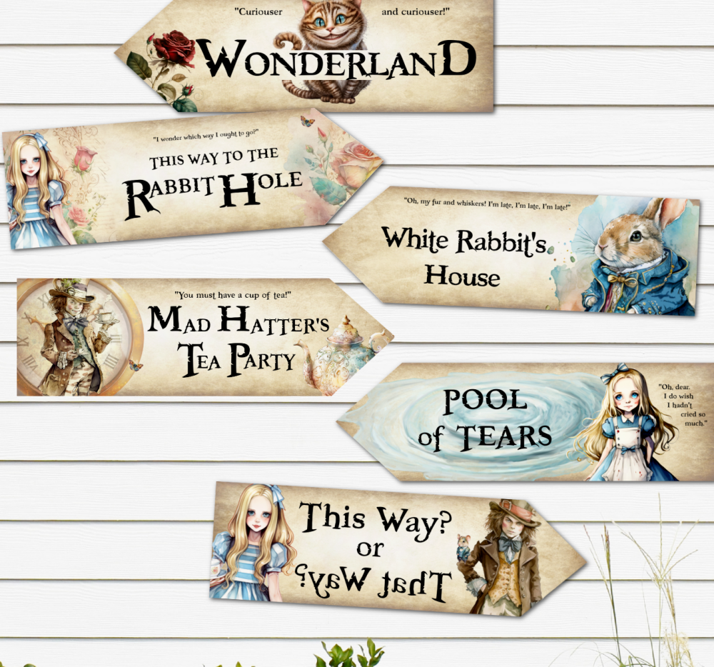 6 Alice in Wonderland Arrows Signs Party Decoration