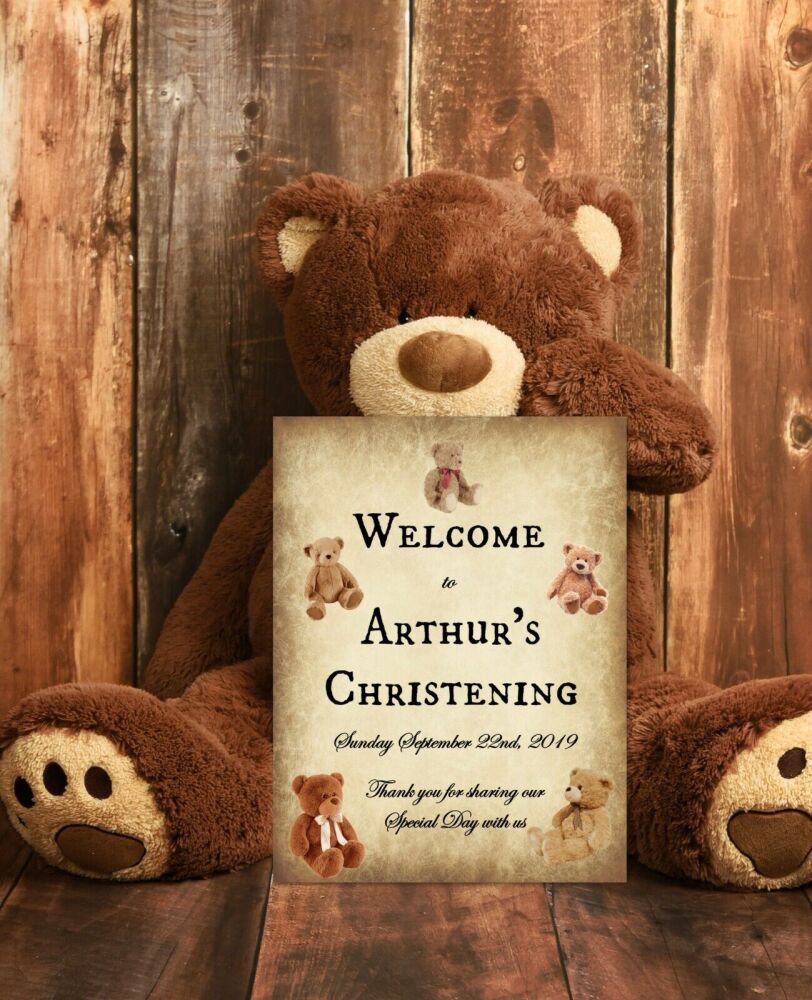 Personalised Teddy Bear Party Welcome Sign - Any Occasion