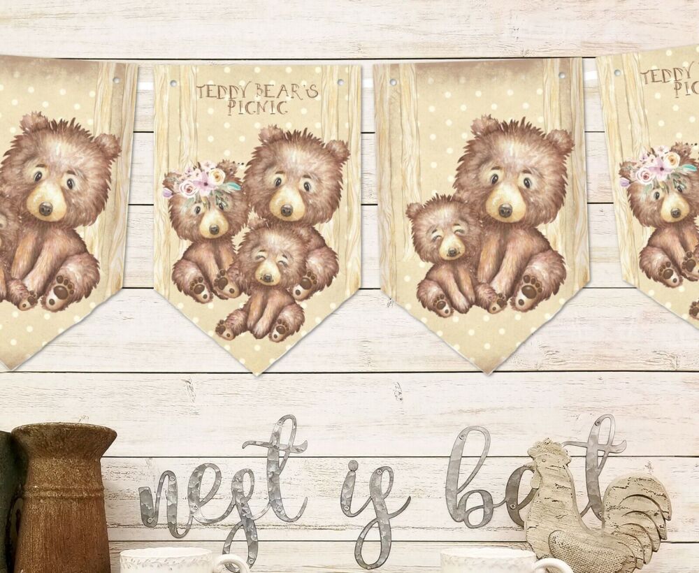 Teddy Bears Picnic Bunting/Banner & Ribbon