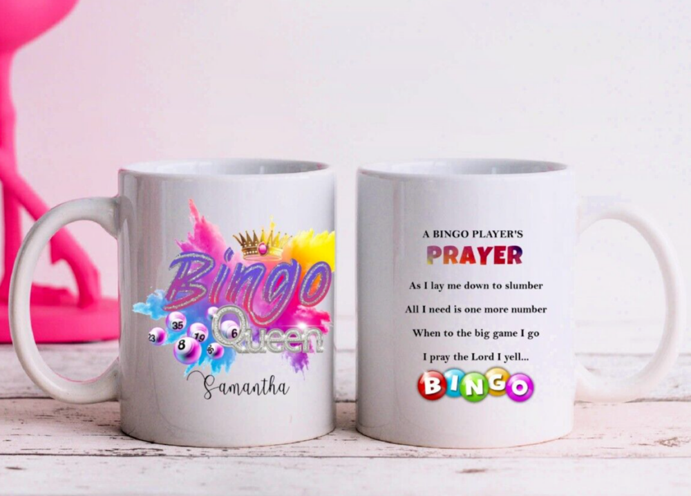 Personalised 'Bingo Queen' Mug Bingo Player's Prayer Gift Idea