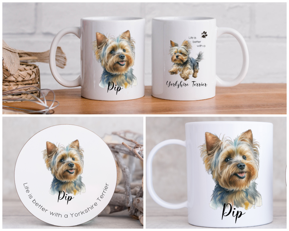 Personalised Yorkshire Terrier Mug Coaster - Pet Dog Yorkie Gift Idea