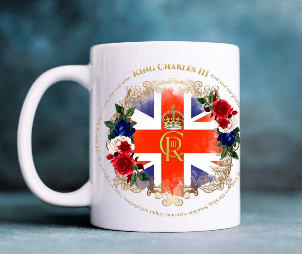 Floral King Charles III Mug Coronation Commemorative Royal Celebration Mug