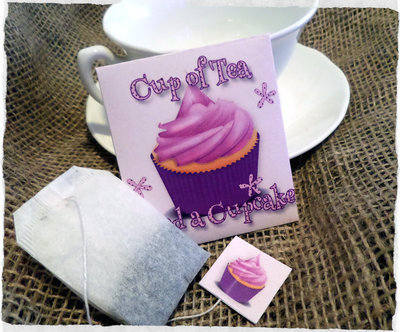 Cup of Tea And a Cupcake Novelty Tea Bag Envelope & Tea Bag