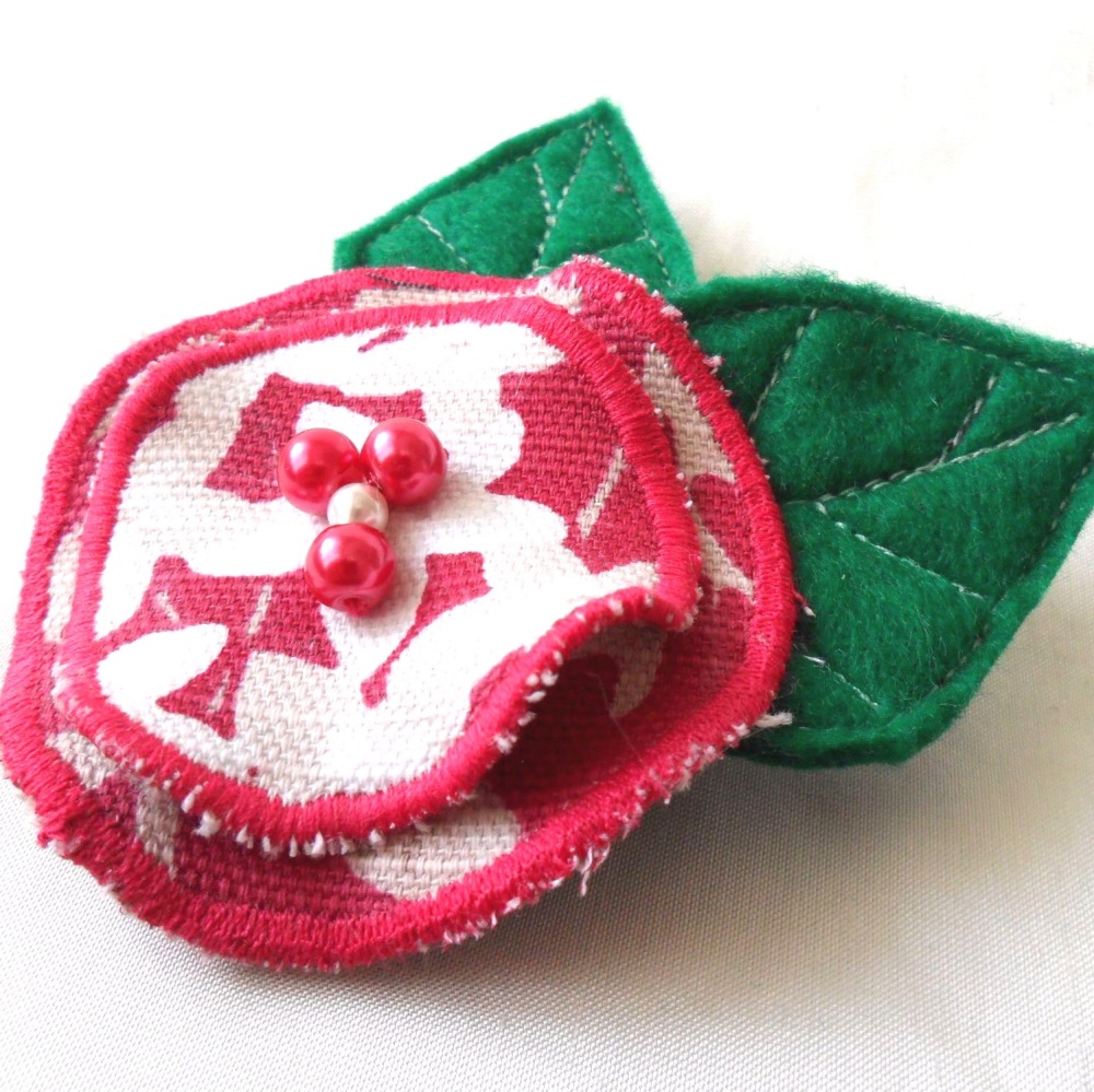 Fabric Rose Brooch