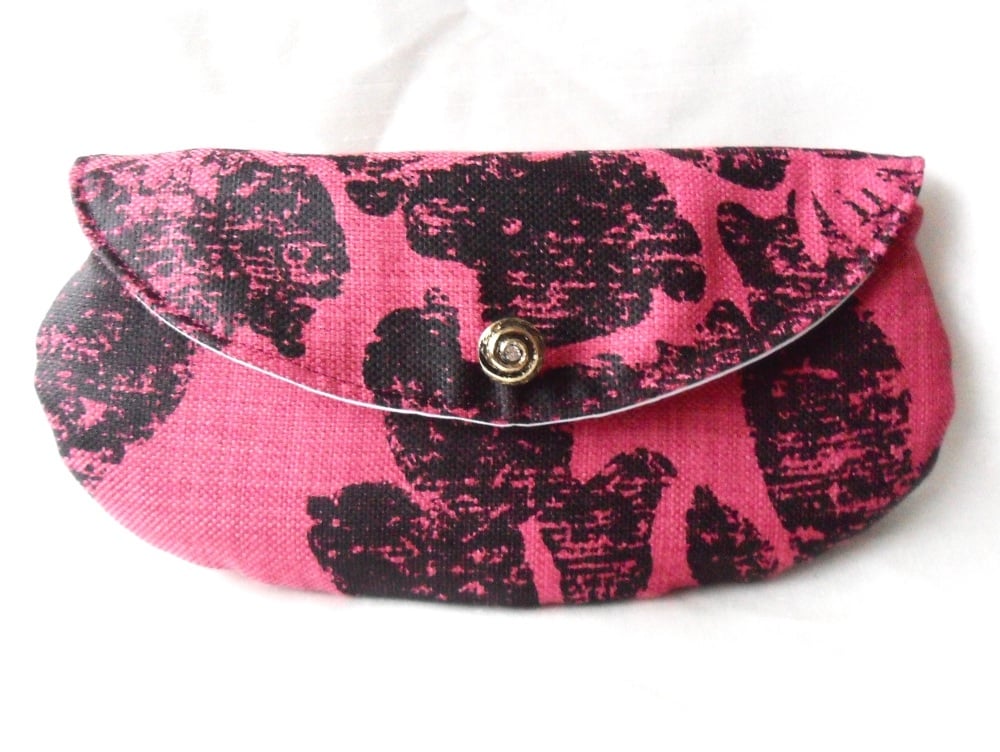 Raspberry and black Mini Clutch