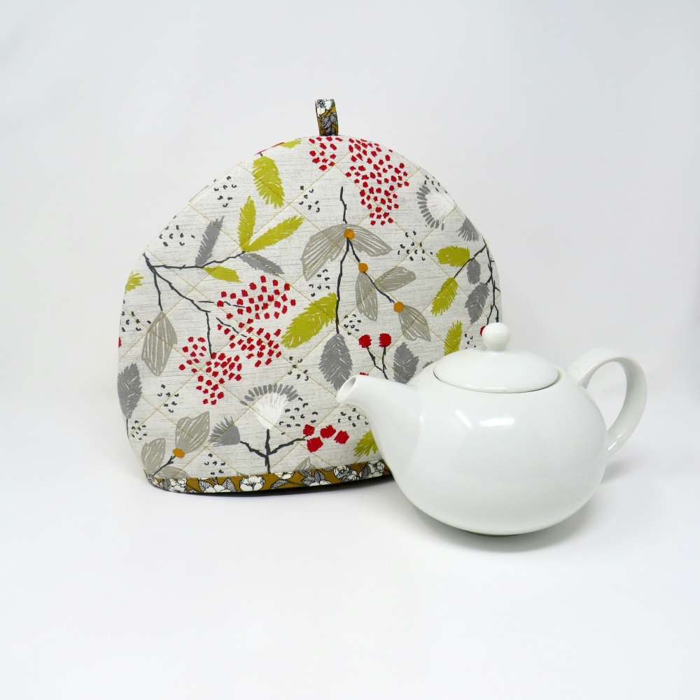 Quilted tea cosy in a Scandi print