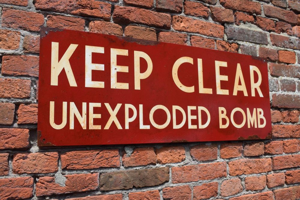 Keep Clear Unexploded Bomb