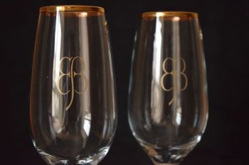 Eva Braun gold rimmed  Champagne glasses (pair)