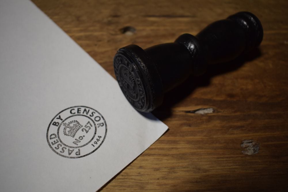 British 'Passed by Censor' Rubber Stamp