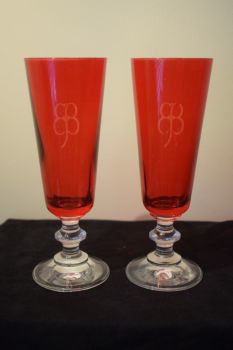 Eva Braun Rose Red Wine Goblets (pair)