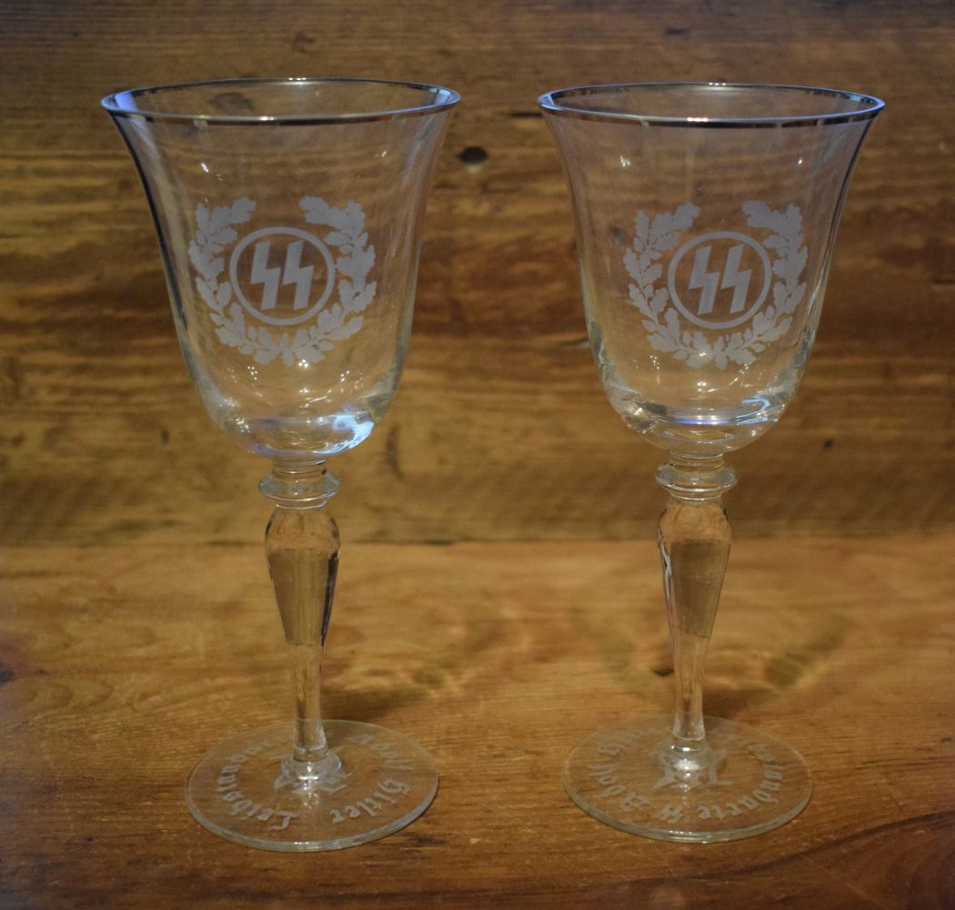 SS Leibstandarte silver rim wine goblets (3)