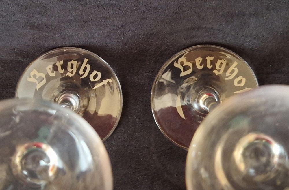 Eva Braun gold rimmed  Champagne glasses (pair)