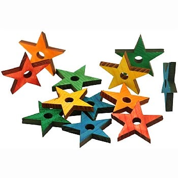 Zoo-Max Colourful Wooden Pine Stars, 12pk Small