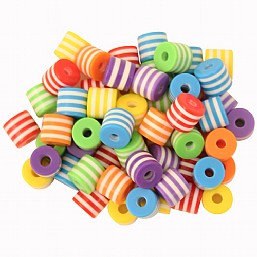 Multi-coloured Plastic Beads, 50pk