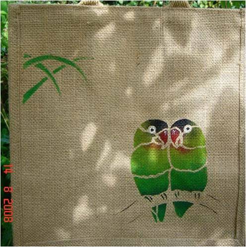 Hand Painted Lovebirds Jute Bags Each One An Individually Little