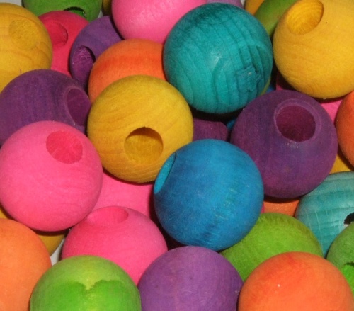 Colourful Wooden Beads 22mm, 15pk