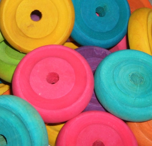 Colourful Wooden Buttons 3.4cm, 10pk