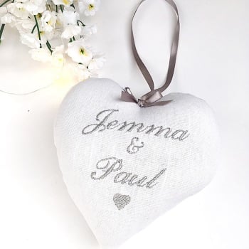 White Personalised Wedding Heart
