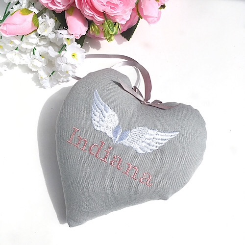 Angel Wings Memorial Heart - grey
