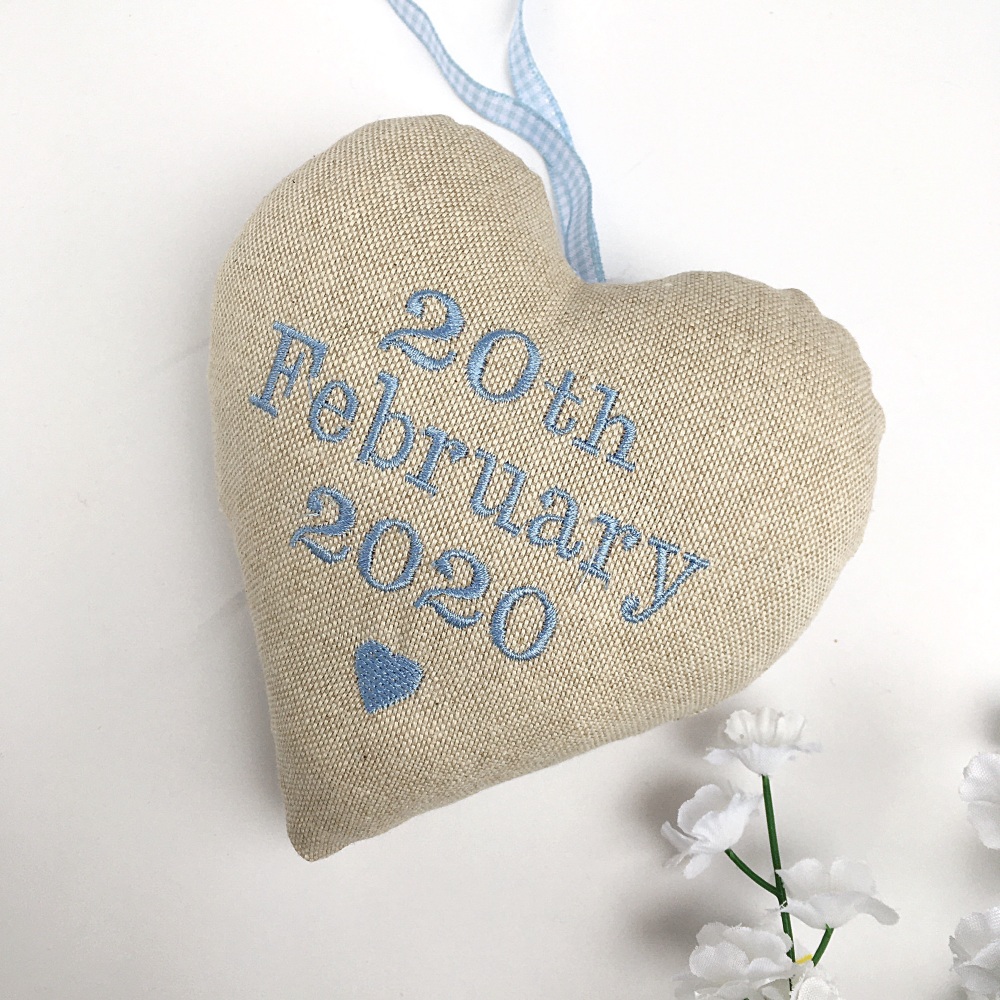 Personalised Embroidered Blue Bird Heart 