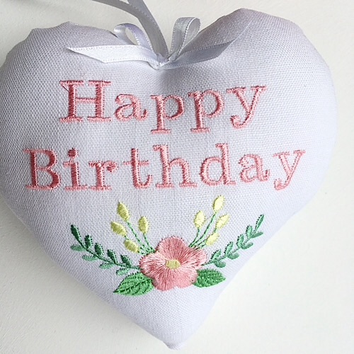 Birthday Keepsake  Embroidered Heart