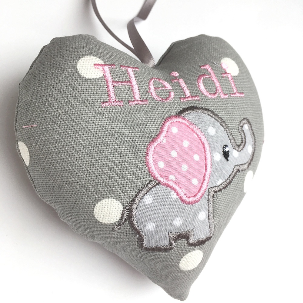 Grey & Pink Elephant Heart