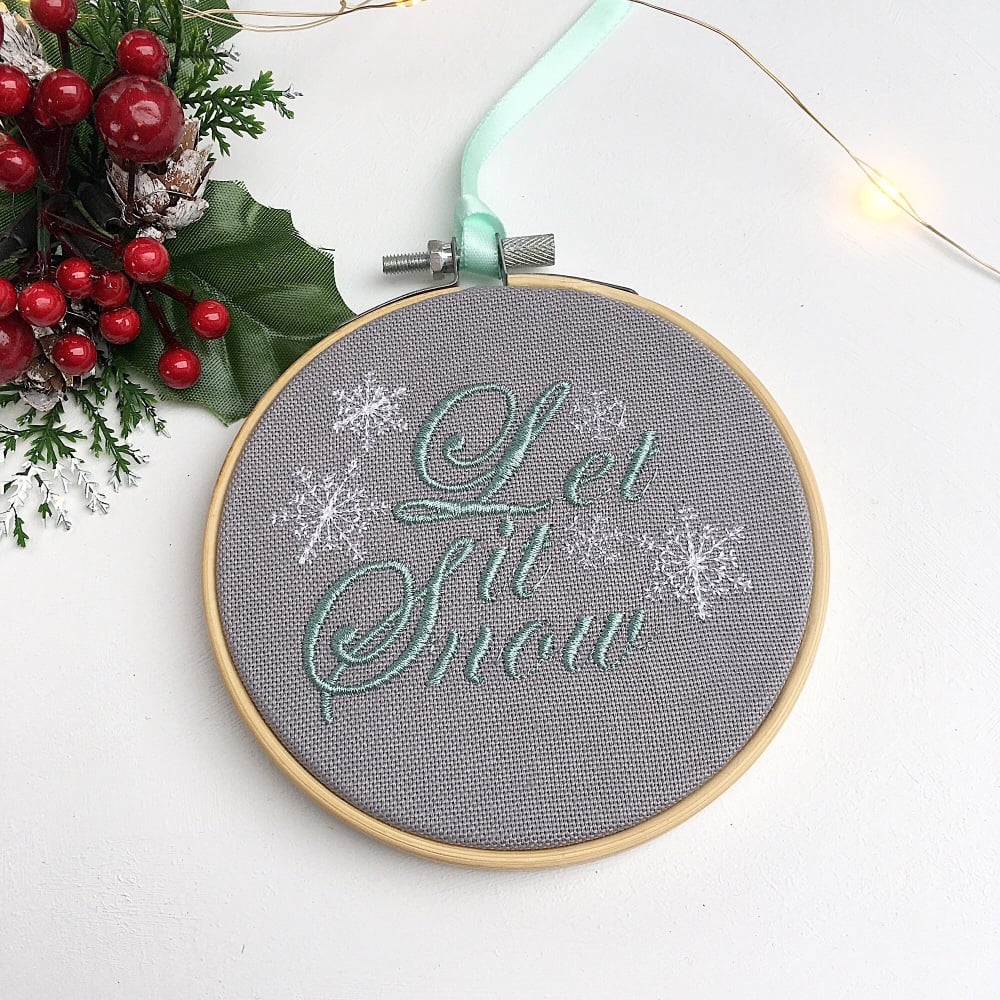 Embroidered Christmas Hoop - Let it snow