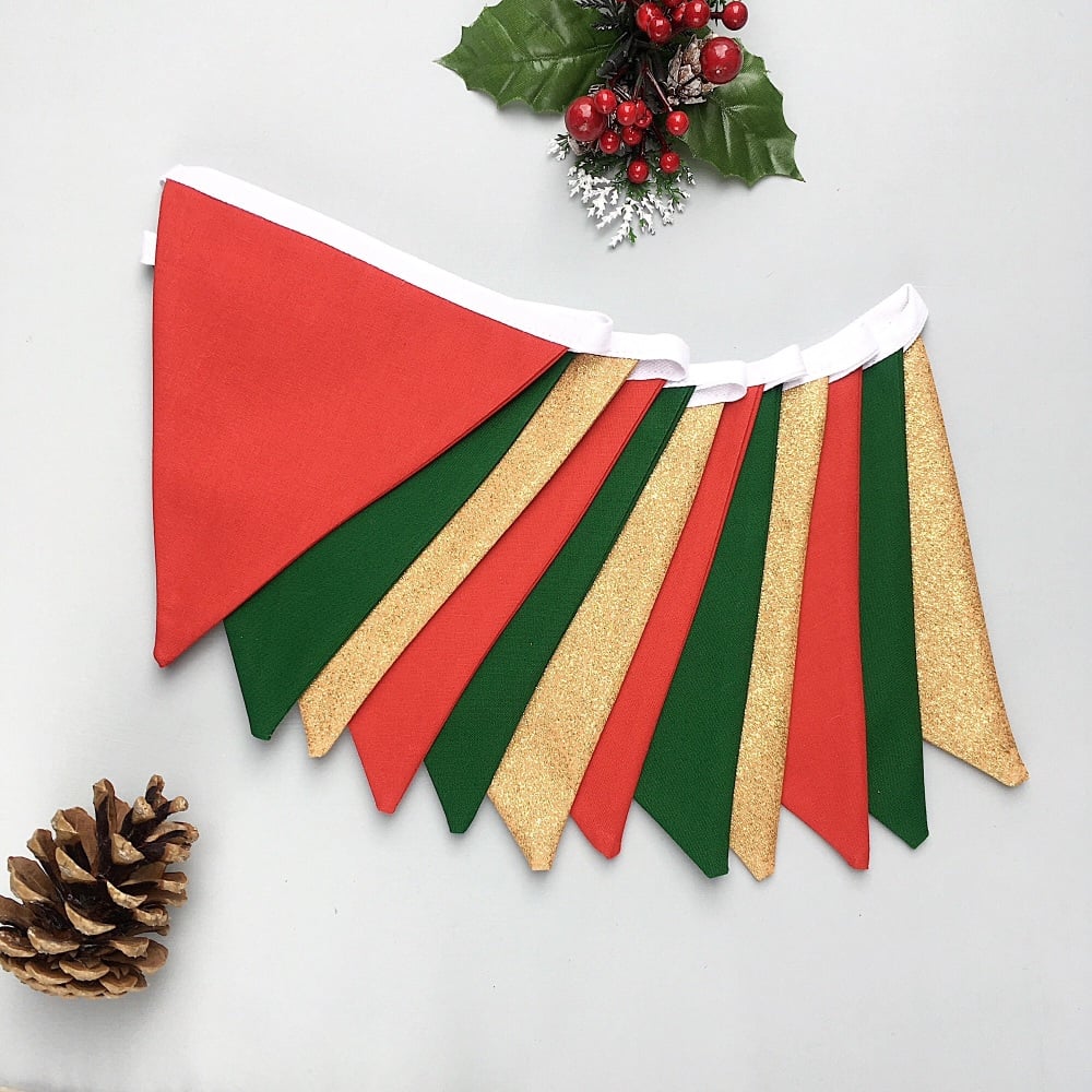 Christmas Bunting in red, green & gold