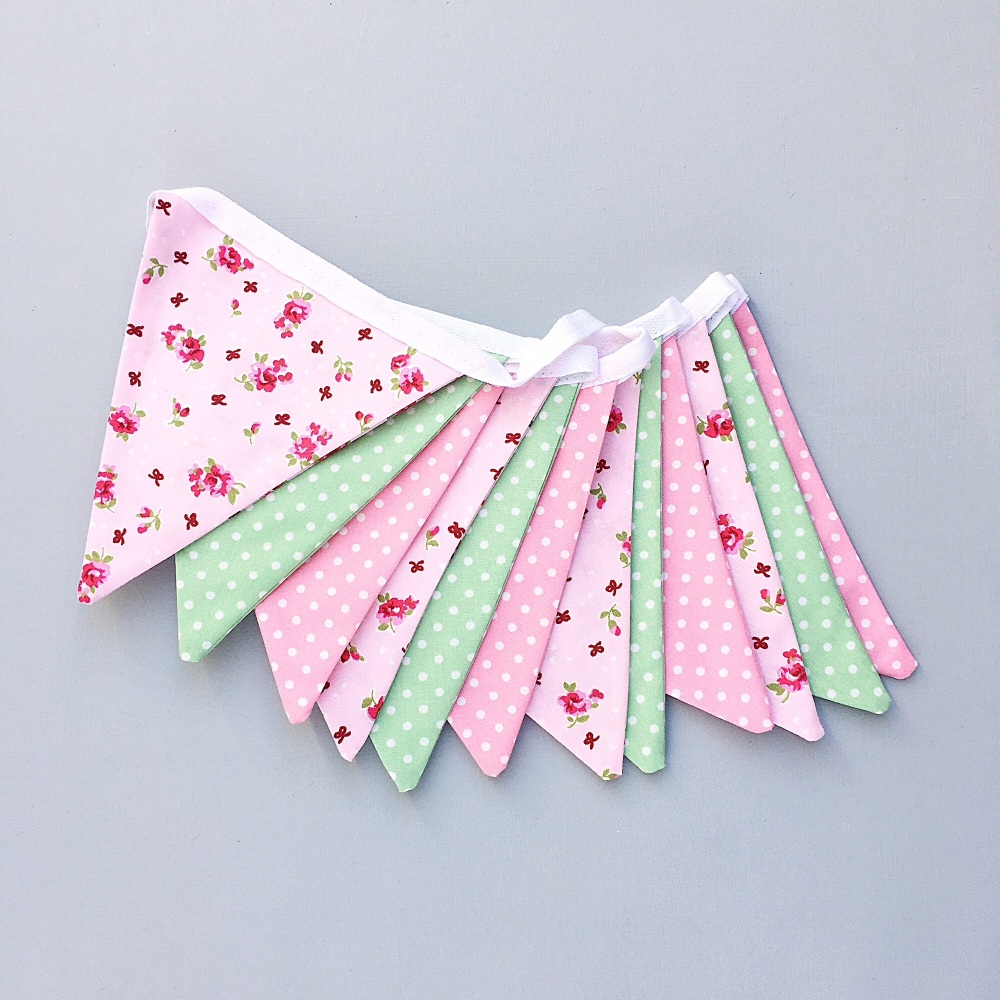 Pink & Green Floral Bunting 