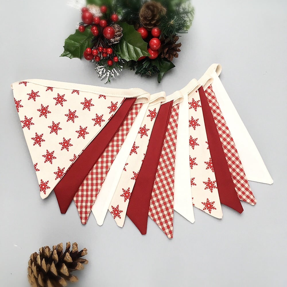 Scandi Style Bunting in Red & Cream