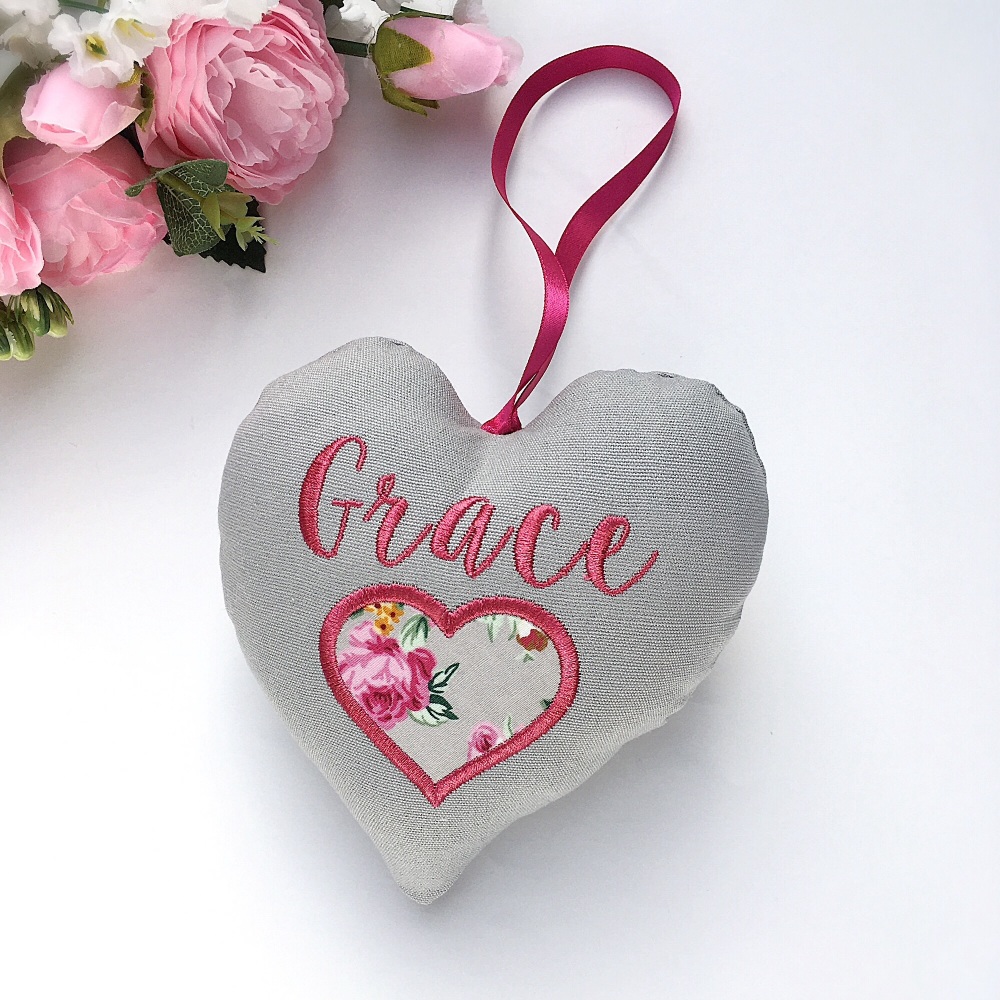 Personalised Fabric Heart with applique heart
