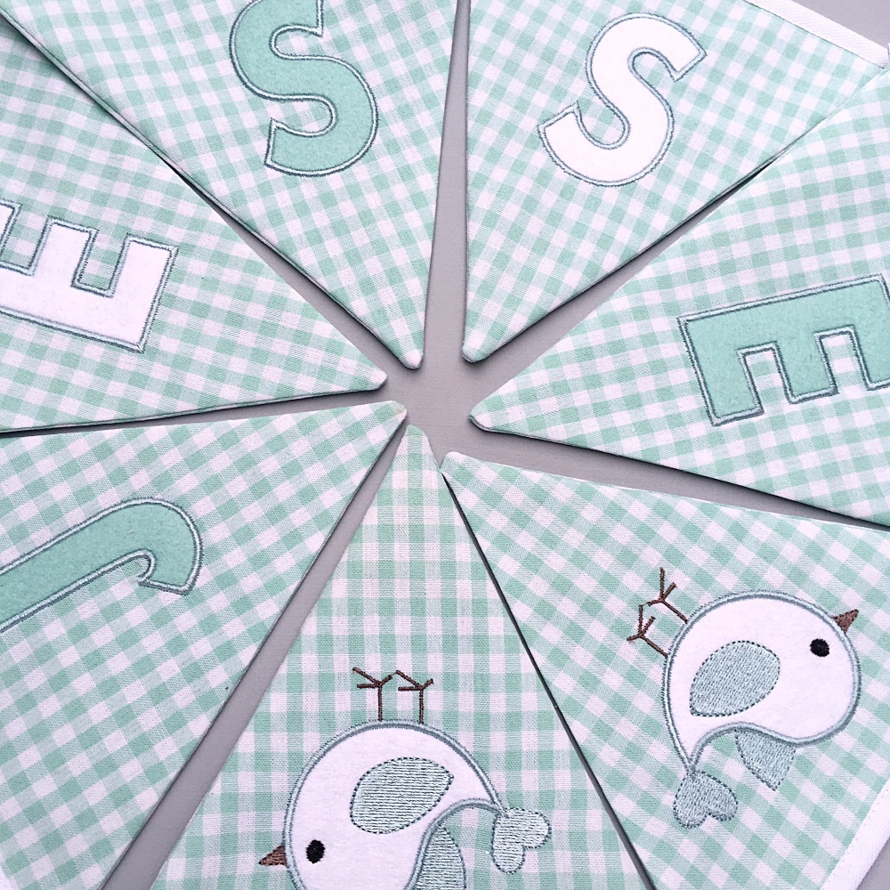 Personalised Bunting in Mint Green Gingham