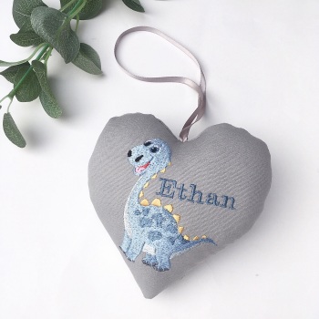 Personalised Dinosaur Embroidered Heart