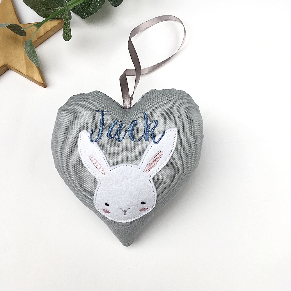 Grey Personalised Bunny Heart