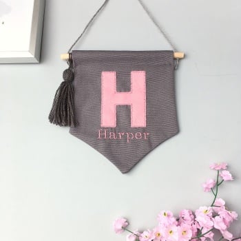 Personalised Pink Letter Pennant Flag 