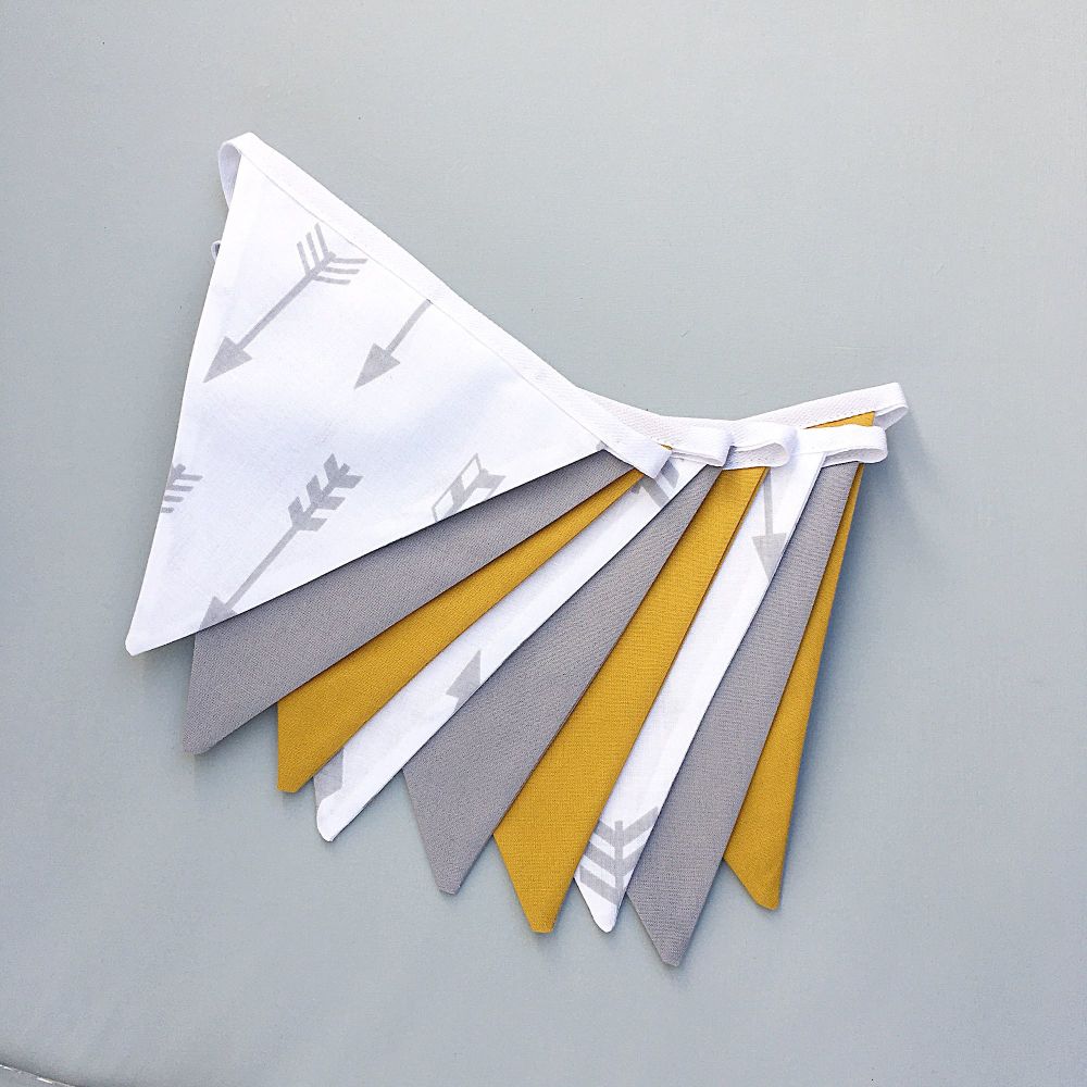 Grey, white & mustard Bunting