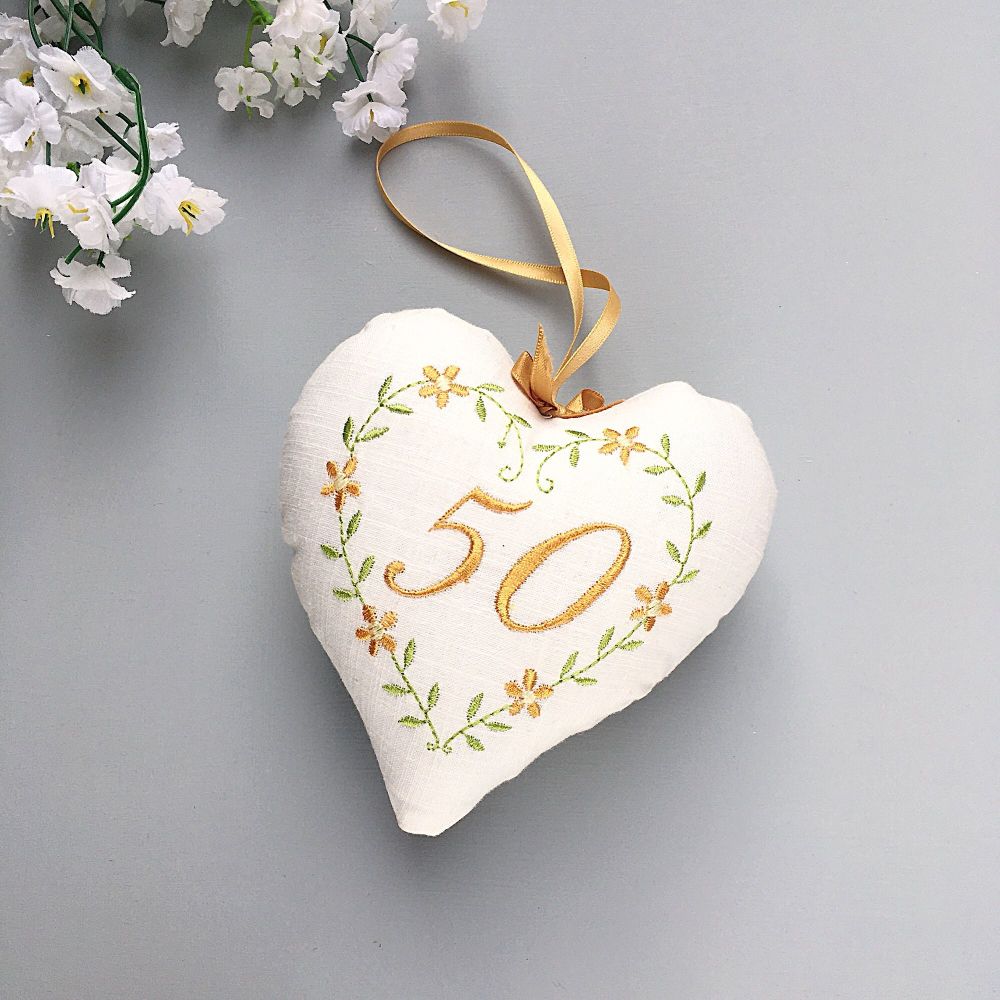 Golden Wedding Gift, 50th Anniversary Heart