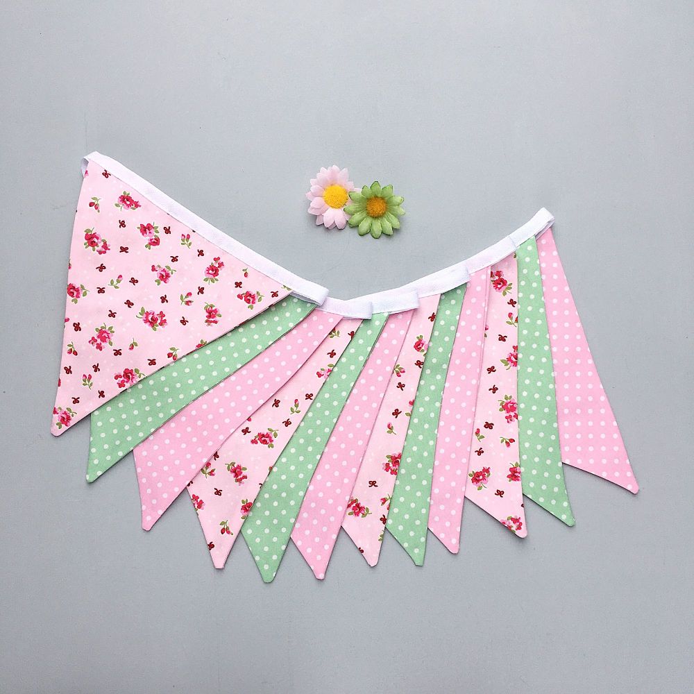 Pink & Green Floral Bunting 