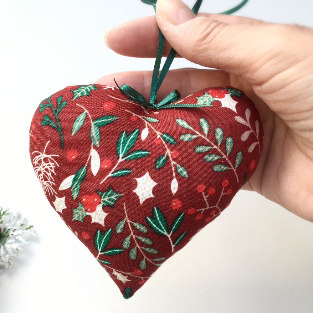 Set of Christmas Fabric Hearts