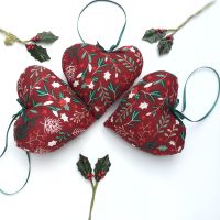 Set of Christmas Fabric Hearts