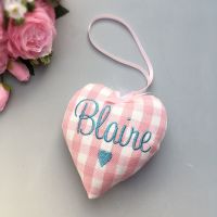 Pink Gingham Embroidered Heart