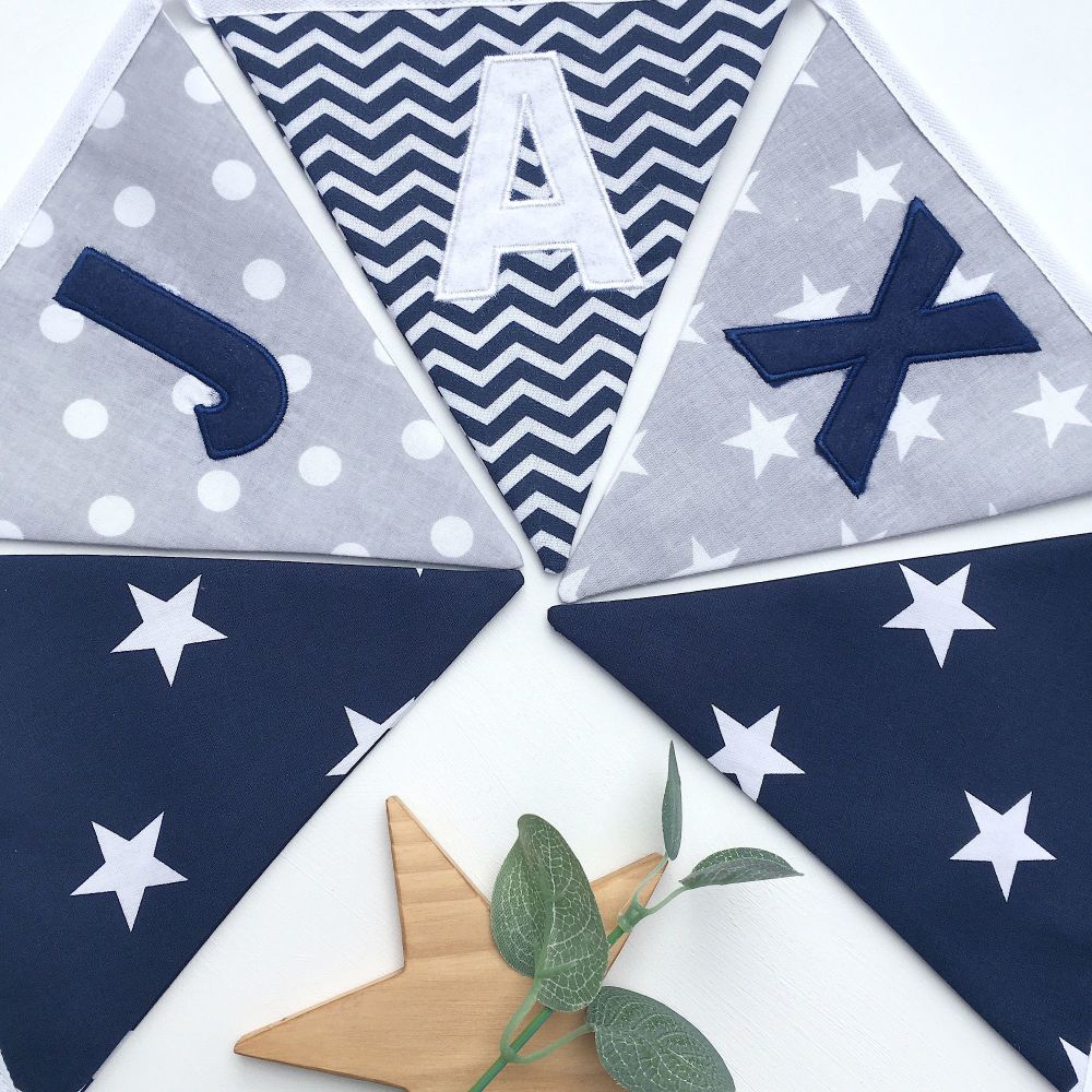 Personalised Grey & Navy Bunting