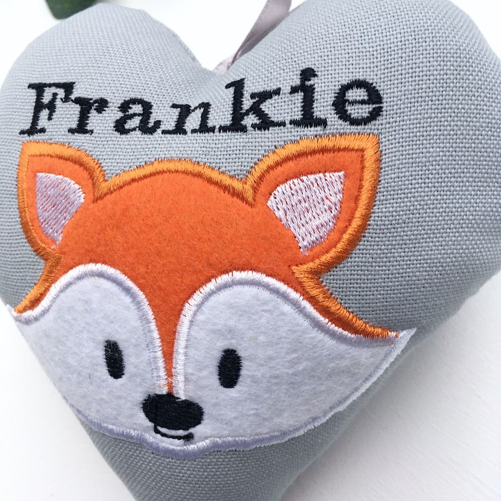 Fox Face Embroidered  Heart
