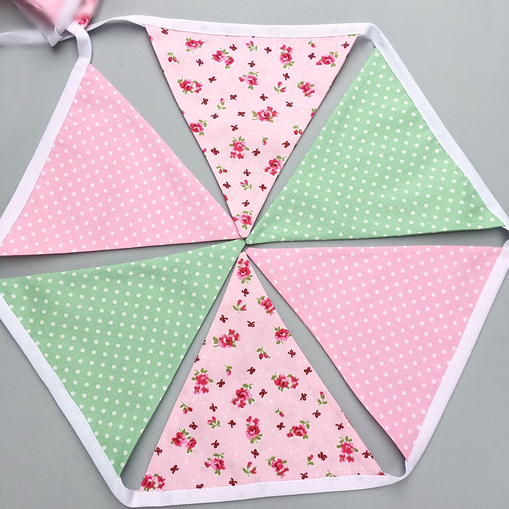 Pink & Green Floral Bunting